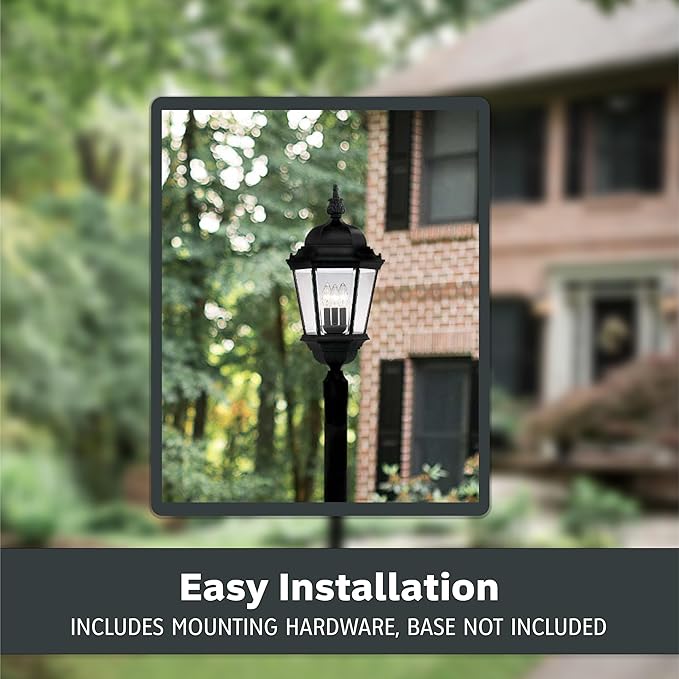 Designers Fountain 3-Light Farrell Outdoor Post Lantern, 28 Inch Exterior Lighting Fixture, Black, 2956-BK