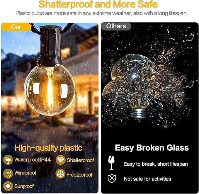 Svater Outdoor String Lights 500 FT, Patio Lights for Outside with Plastic LED Bulbs, Waterproof Commercial Grade | Lumora