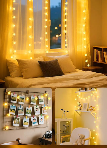 Brightown Battery Operated String Lights for Bedroom, 2 Packs Total 39Ft 120 LED Globe Fairy Lights for Balcony Classroom Wedding Girls Room RV Christmas Garden Party Camping Indoor Outdoor Decor