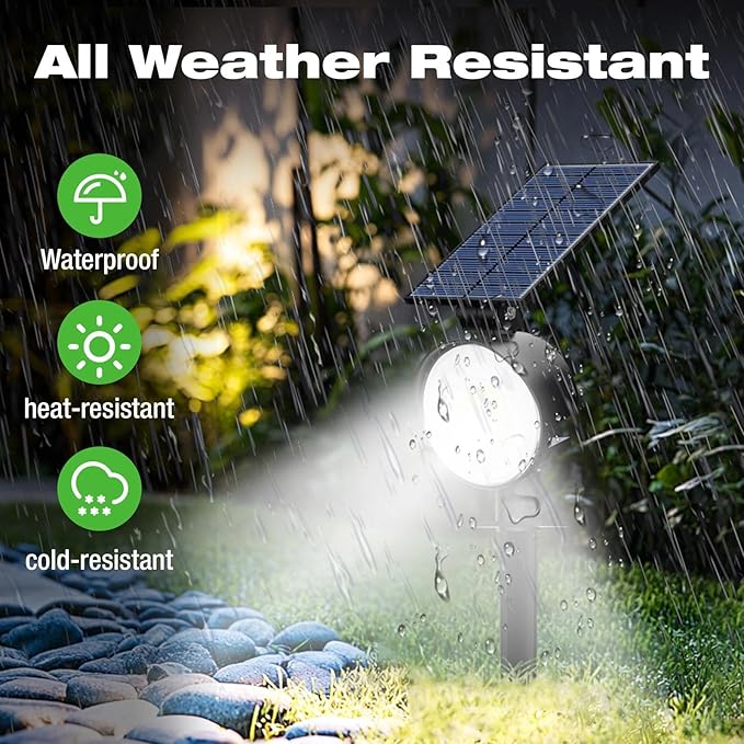 nipify 2 Pack Solar Lights Outdoor Waterproof, 3 CCT Solar Spot Lights with 2 Brightness Landscape Spotlights for Outside Garden Yard Trees