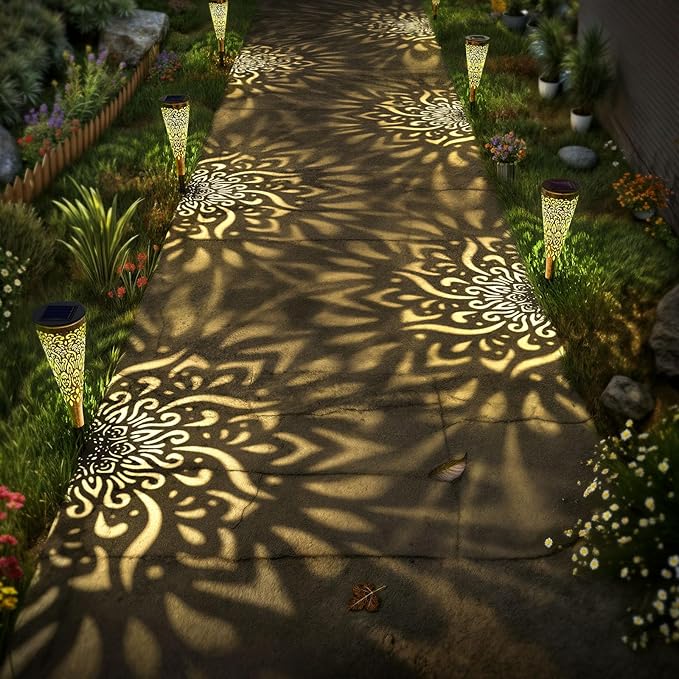 6 Pack Solar Lights Outdoor Garden Decorative Solar Garden Lights with Warm Light Waterproof Solar Pathway Landscape Lights for Path Backyard Walkway Yard Decor, Gardening Gifts for Women