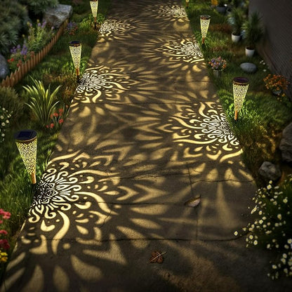 6 Pack Solar Lights Outdoor Garden Decorative Solar Garden Lights with Warm Light Waterproof Solar Pathway Landscape Lights for Path Backyard Walkway Yard Decor, Gardening Gifts for Women