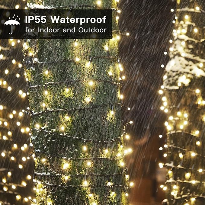 LetsFunny Outdoor Christmas Lights with 8 Modes, 300 LED 108 FT Connectable Waterproof, Twinkle Fairy String Light for Xmas Tree Garden Yard Patio Wedding Home Indoor Holiday Decorations