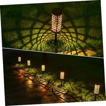 POPETPOP Solar Garden Flower Light Creative Iron Chrysanthemum Solar Pathway Lamp for Outdoor Garden Decoration Waterproof and Sturdy for Landscape Lighting