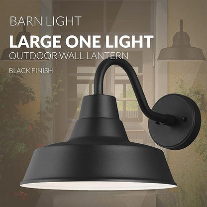 Sea Gull Lighting 8737401-12 Barn Large One Light Outdoor Wall Lantern Outside Fixture, Black