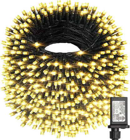 Haili 1000 Led Christmas Lights, Plug in 8 Lighting Modes Waterproof, Outdoor Christmas Lights for Tree Yard Party Indoor Outside Decorations (393FT, Warm White)