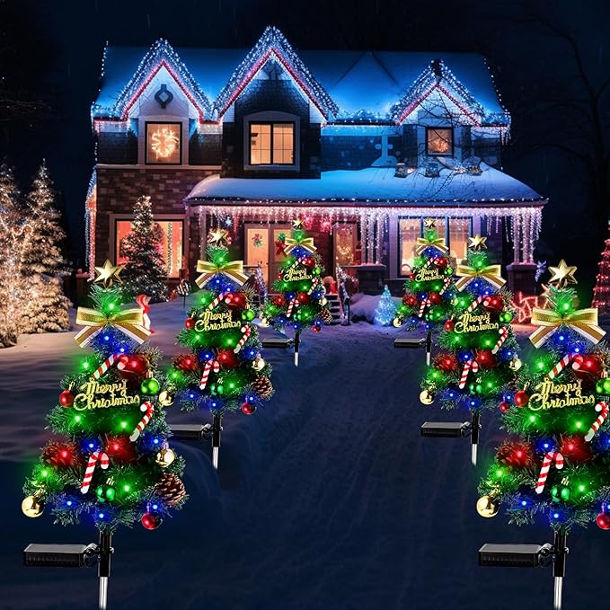 Solar Christmas Decorations Outdoor，DEIDOULU Solar Christmas Tree, 2 Pack 40 Led Light 2 Modes Outdoor Xmas Tree | Lumora