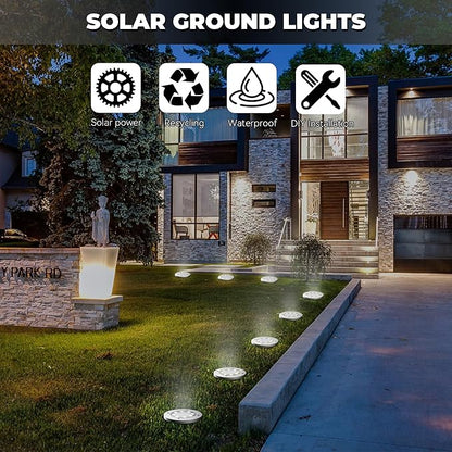 Solar Lights Outdoor 12 Pack, Solar Garden Outdoor Waterproof Pathway Lights Bright In-Ground Light Outdoor Lighting Decor for Lawn, Patio, Yard, Driveway, Step and Walkway White Light