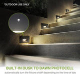 ASD LED Recessed Step Light Fixture, Dusk to Dawn Outdoor Stair Tread Lighting | 3CCT, Photocell, Waterproof, ETL | Lumora