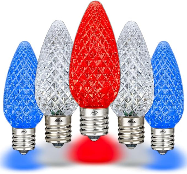 Novelty Lights 25PK C9 LED Faceted Ultra Bright Dimmable Outdoor Christmas Light USA Replacement LED Bulbs String | Lumora