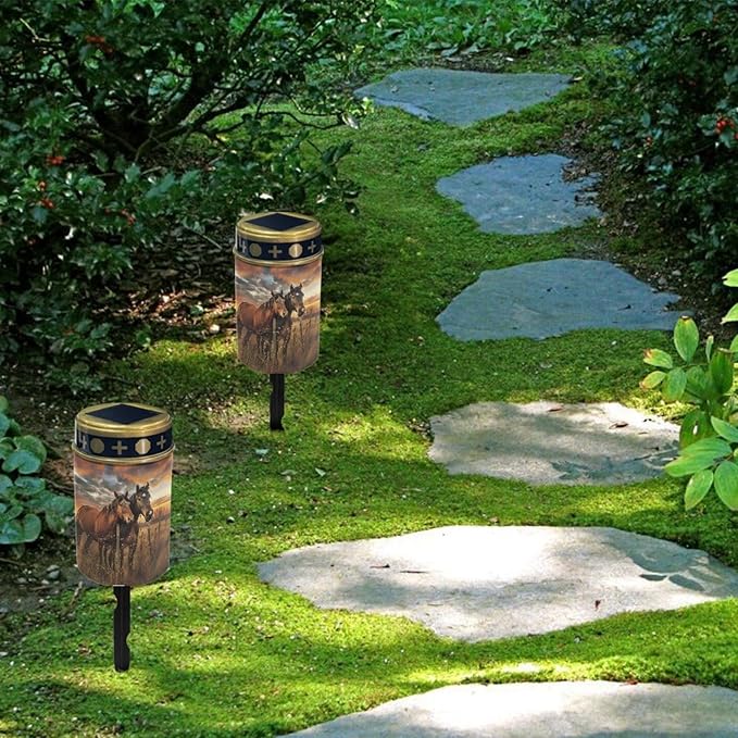 Western Aztec Horse Solar Pathway Lights Outdoor Waterproof,Solar Garden Stake Lights LED Landscape Path Lights | Lumora