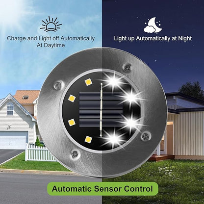 Solar Lights - 8 Pack Outdoor Waterproof, Solar Powered Deck & Landscape Lights for Outside Patio, Pathway, Yard, Lawn, Driveway, Deck, Step, Walkway (Cold)