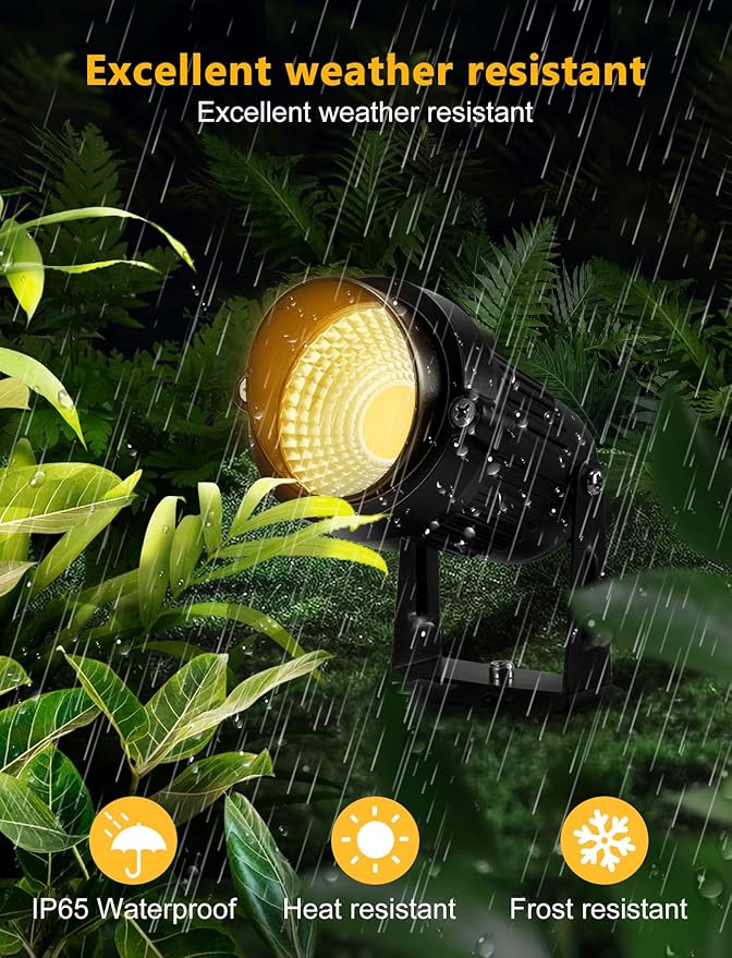 OurLeeme Spot Lights Outdoor - 6W 120V Waterproof Outdoor Spotlight for Yard Landscape Lighting, Mini LED Spotlights Uplighting Indoor Plant Spotlight, Accent Lights for Outdside (Warm Light)