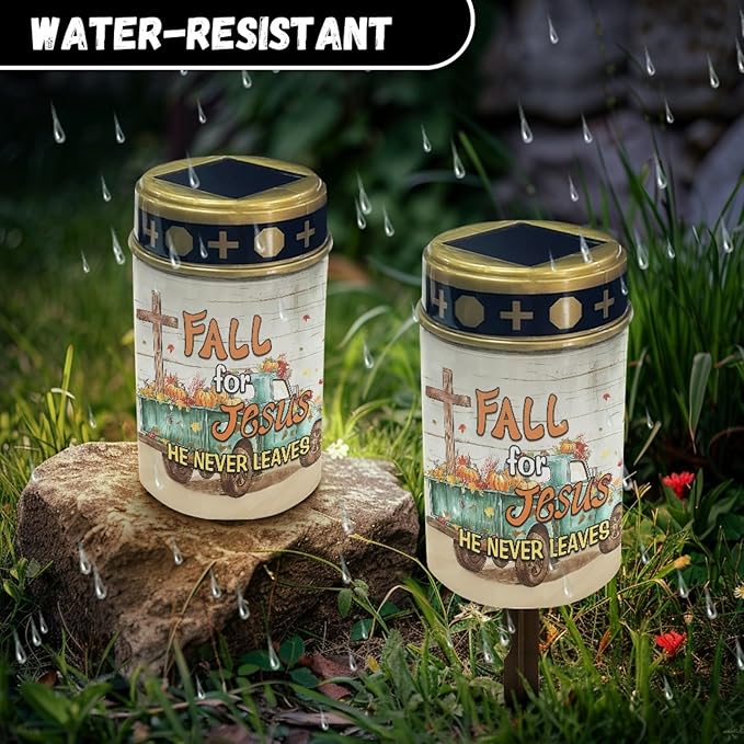 Fall Car Solar Garden Lights for Outdoor Waterproof Solar Pathway Lights LED Lantern Flameless Warm White Walkway Lights for Yard Patio Driveway Stoplights Home Decor