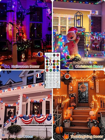 600LED Smart Color Changing Christmas Lights App Controlled, 208FT Waterproof RGB Twinkle String Light Music Sync Multiple Modes, Christmas Lights with Remote & Timer Indoor Outdoor Xmas Decorations