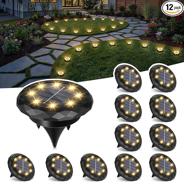 SOLPEX Mini Solar Ground Lights, 12 Pack Solar Lights Outdoor Waterproof, Landscape Lighting for Garden Pathway | Lumora