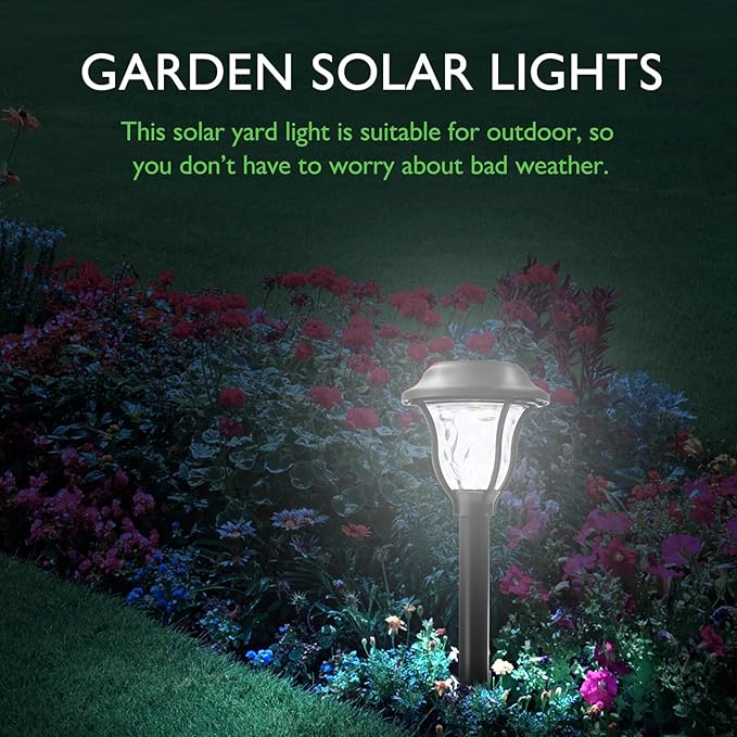 TEHAUX 10pcs Solar Garden Lights Outdoor Waterproof Warm White LED Landscape Path Lights for Lawn Patio Yard Decor Solar Powered