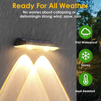 Solar Fence Lights Outdoor, 8 Pack Solar Light Outdoor Waterproof Led 3 Modes Warm/Cool/Neutral White, Fence Lights Solar Powered Light for Outside Yard Deck Wall Patio Garden