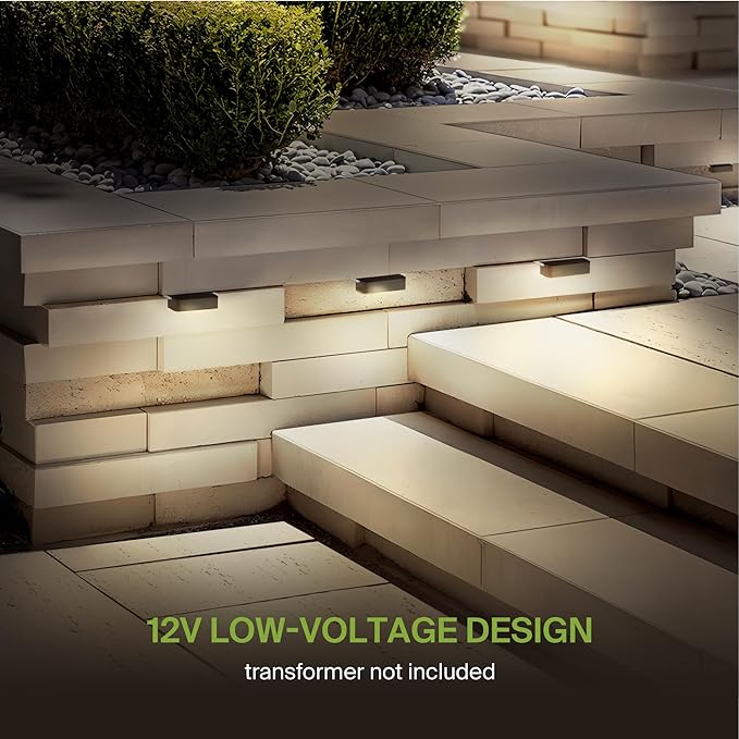 ASD LED 4 Inch Retaining Wall Light Fixture, Hardscape Paver Lighting | 5CCT, Low Voltage, Swivel, Waterproof, ETL Listed | 2W 130LM 2200K-5000K 12V | Landscape Step Illumination | Bronze, 4 Pack
