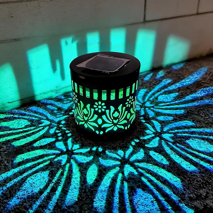 Solar Mandala Lights Outdoor Decorative - Waterproof Metal Mandala Solar Wall Lights, Artistic Fence & Step Lights for Garden, Patio, Backyard, Yard & Outdoor Home (1, Lotus-Warm Light)