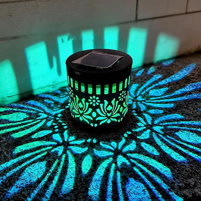 Solar Mandala Lights Outdoor Decorative - Waterproof Metal Mandala Solar Wall Lights, Artistic Fence & Step Lights for Garden, Patio, Backyard, Yard & Outdoor Home (1, Lotus-Colored Light)