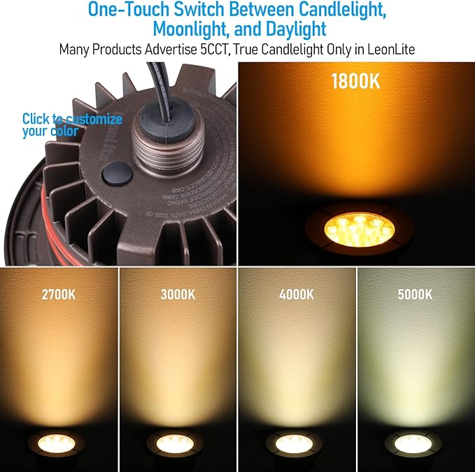 LEONLITE Dia. 4 Inch 5CCT Well Lights Landscape LED In Ground, 5 Color Temperature Selectable, 12-24V AC/DC CRI90 | Lumora