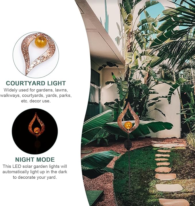Ciieeo Solar Flame Torch Lights Outdoor LED Solar Garden Pathway Lights Waterproof Hollow Decorative Lawn Lighting for Patio Yard Landscape