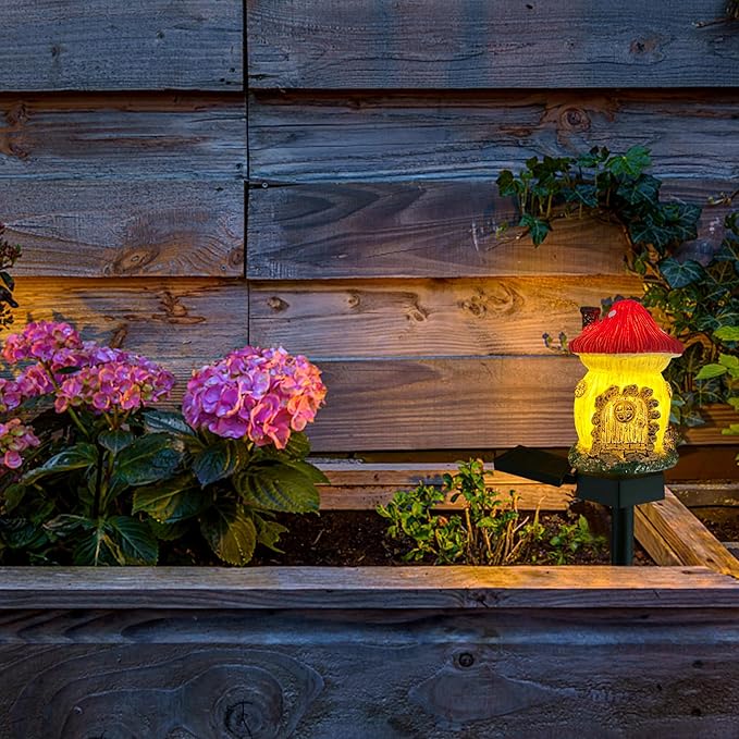 Mushroom Solar Lights Outdoor, Waterproof Fairy Houses Lights Mushroom Garden Decor Decorative Solar Powered Garden | Lumora