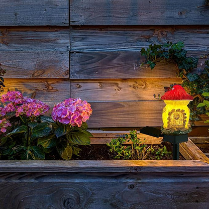 Mushroom Solar Lights Outdoor, Waterproof Fairy Houses Lights Mushroom Garden Decor Decorative Solar Powered Garden Stake Light for Outside Lawn Walkway Patio Yard (Red)