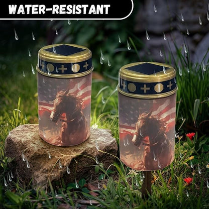 Solar Outdoor Lights Horse American Flag Eternal Light Solar Garden Stake Lights