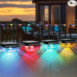 16 Pack Solar Fence Lights, RGB Color Changing Christmas Fence Solar Light, Waterproof Deck - Outdoor Path Light | Lumora