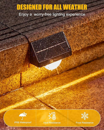 Brightown Solar Step Lights for Outside, 4 Pack Solar Stair Lights Outdoor Waterproof IP68, Multiple Color Modes Step Light Outdoor for Garden Stair, Front Step, Front Porch, Deck, Sidewalk and Patio
