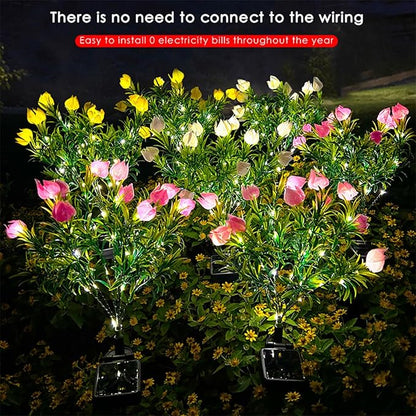 Ochine 2 Pack Outdoor Solar Lights, Solar Garden Lights, Gardenia Flowers Garden Stake Light Solar Flower Lights Waterproof Solar Pathway Lights for Outdoor Lawn Yard Garden Decoration