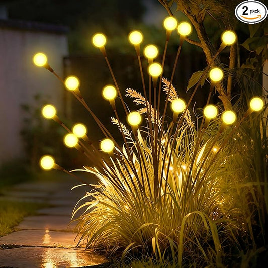 ALENEY 2 Pack Solar Garden Swaying Lights, Wind-Activated Outdoor Lights, Outdoor Pathway Decoration, Warm White