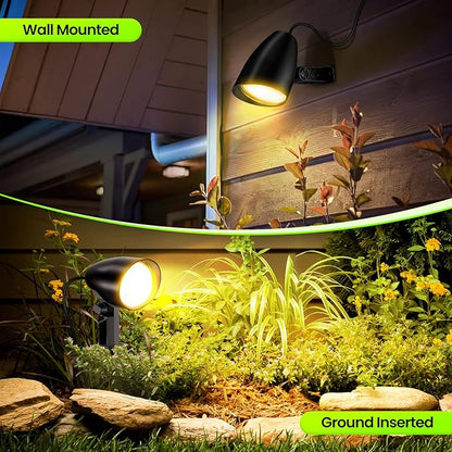 ZZXX 20W Outdoor Spotlight LED Landscape Lighting 120V Pathway Lights IP66 Waterproof Aluminum Yard Spot Lights 1880LM 2700K Warm White Landscape Spotlights with US 3-Plug in (2 Pack)