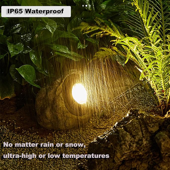 iKenta Solar Garden Lights Outdoor Decorative Fake Rock Lights, Dusk to Dawn Sensor IP65 Waterproof Solar Pathway, Solar Landscaping Light for Garden Yard Walkway Pathway Patio