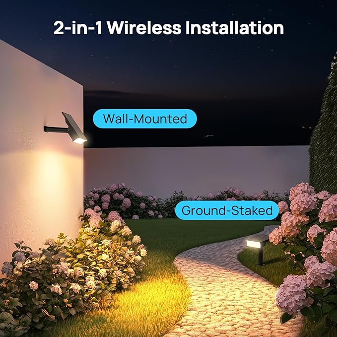 Consciot Solar Lights Outdoor Waterproof, 3000/5000/6500K Solar Garden Light, Adjustable 170° Spot Lights for Outside Yard Landscape Lighting Pathway Halloween, IP65, Auto On/Off, 4 Pack, WS002UCW