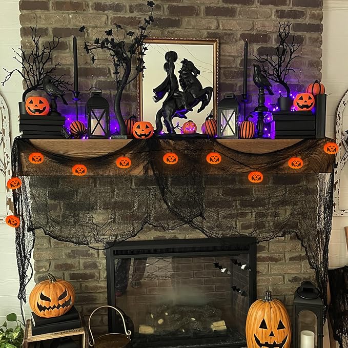 SUNSGNE Halloween Pumpkin String Lights 8.5ft Orange Hanging Decorative String Lights with 10 LED Pumpkin for Indoor Outdoor Halloween Party Window Bedroom Decor