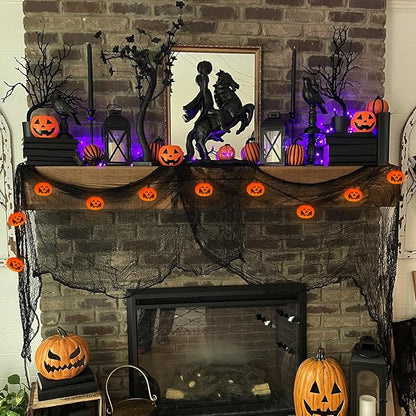 SUNSGNE Halloween Pumpkin String Lights 8.5ft Orange Hanging Decorative String Lights with 10 LED Pumpkin for Indoor Outdoor Halloween Party Window Bedroom Decor