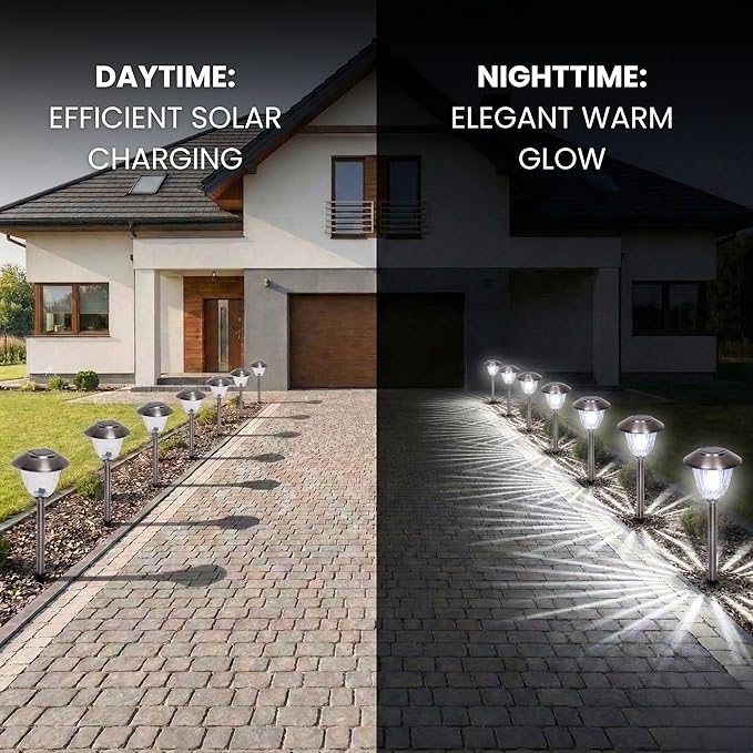 Energizer Outdoor Ground Lights - Pack 15 Lumen LED Lawn Lights, Solar Powered with Patterned Glass & Metal Finish, Easy to Install Waterproof Front Yard Lights for Decoration - Stainless Steel