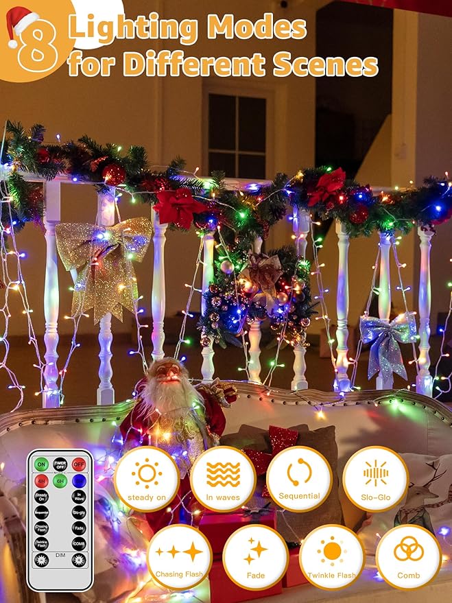 Christmas String Lights Indoor 1200LED 196FT, Waterproof Outdoor String Lights with Remote and Timer, 8 Modes | Lumora