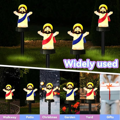 8 Pack Solar Easter Lights, Garden Pathway Lights Outdoor Jesus Lights Waterproof Solar Stake Light for Pathway Landscape Lawn Yard Porch Patio Spring Easter Decoration
