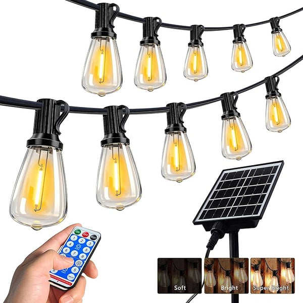100FT Solar String Lights, Waterproof Solar Powered Patio Lights, 3 Light Modes with Remote & USB Port, 30 LED | Lumora