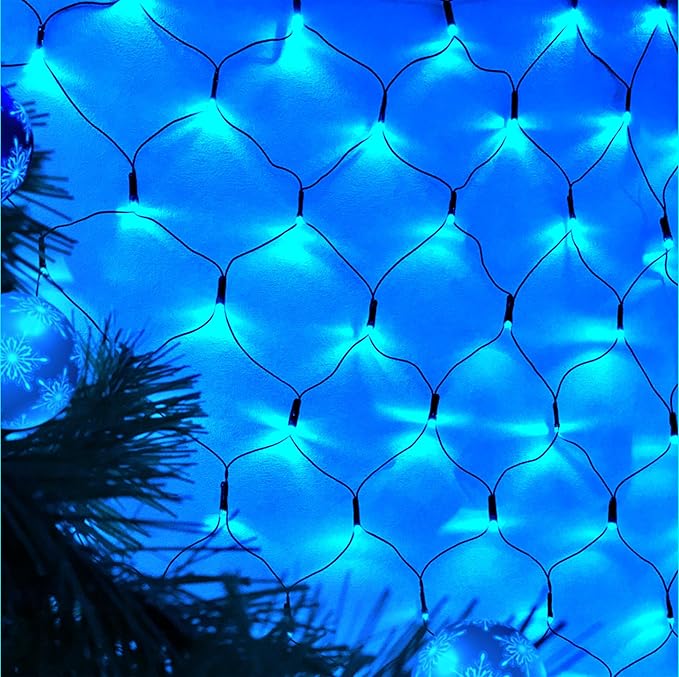 2 PACK Outdoor Garden Light - Waterproof Net Lights, 200 LED Battery Operated Tree String Light with 8 Modes, Mesh Curtain Lights for Garden Patio Yard Christmas Party Tree and Holiday Decor( Blue)