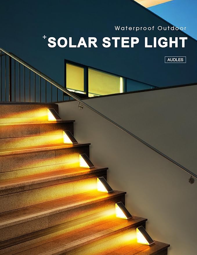 LED Solar Step Lights Waterproof Outdoor Stair Lights, Warm White Solar Deck Lights IP67 Solar Decoration Lights | Lumora
