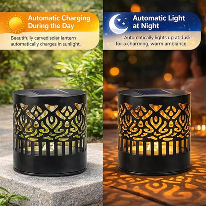 Decorative Solar Mandala Lights, Solar Mandala Lights Outdoor, Metal Solar Powered Outdoor Deck Step Wall Lights, Mandala Theme Waterproof Fence Light for Garden Post Patio Backyard Yard (4 Pcs)