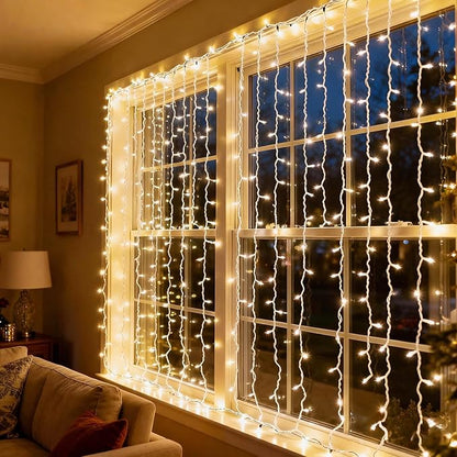 200 Clear Bulbs White Wire Christmas Lights, Commercial Grade Decorative Lighting String Pack of 2 Sets 100 Light, for Indoor Outdoor Party, Garden, Patio.