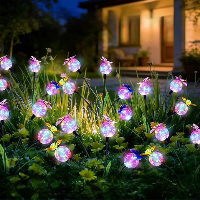 Solar Garden Lights, Swaying Butterfly Light, Swaying in The Wind, Solar Outdoor Lights, Yard Patio Pathway Decoration, Flexibility Iron Wire & Realistic Butterflies (Multicolor)