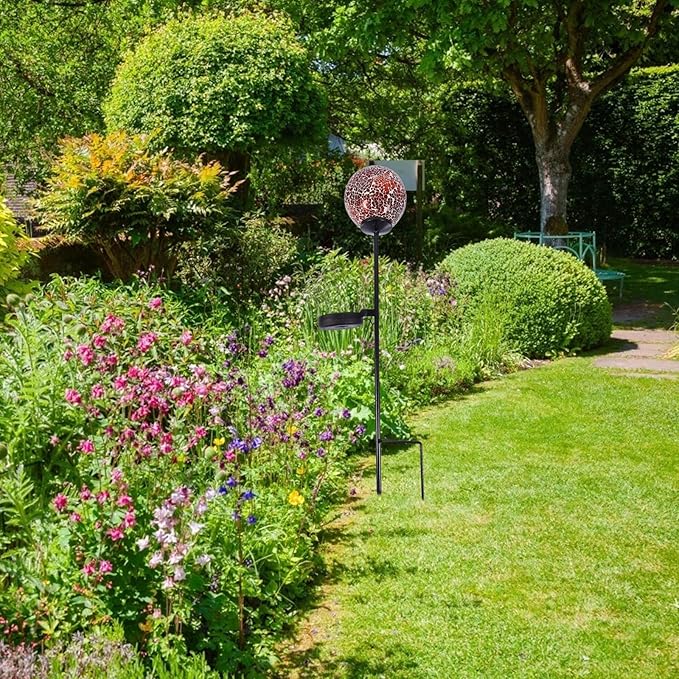 Solar Lawn Light Ball-Shaped Mosaic LED Yard Lamp Waterproof Outdoor Garden Path Decorative Landscape Lighting for Patio and Backyard