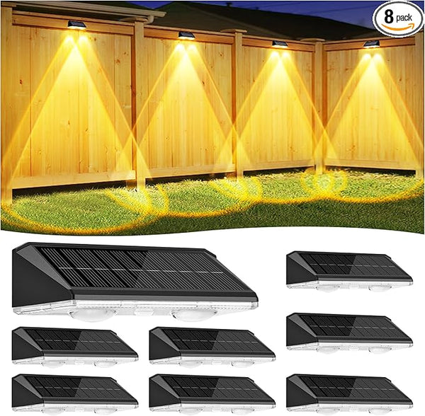 Solar Fence Lights Outdoor 8 Pack, IP65 Waterproof Fence Lights Solar Powered, 3 Modes(Warm/Neutral/Cool White) | Lumora